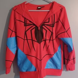 Spiderman Marvel Spider Man Kids Full Zip Hoodie Sweatshirt Jacket Large 10/12